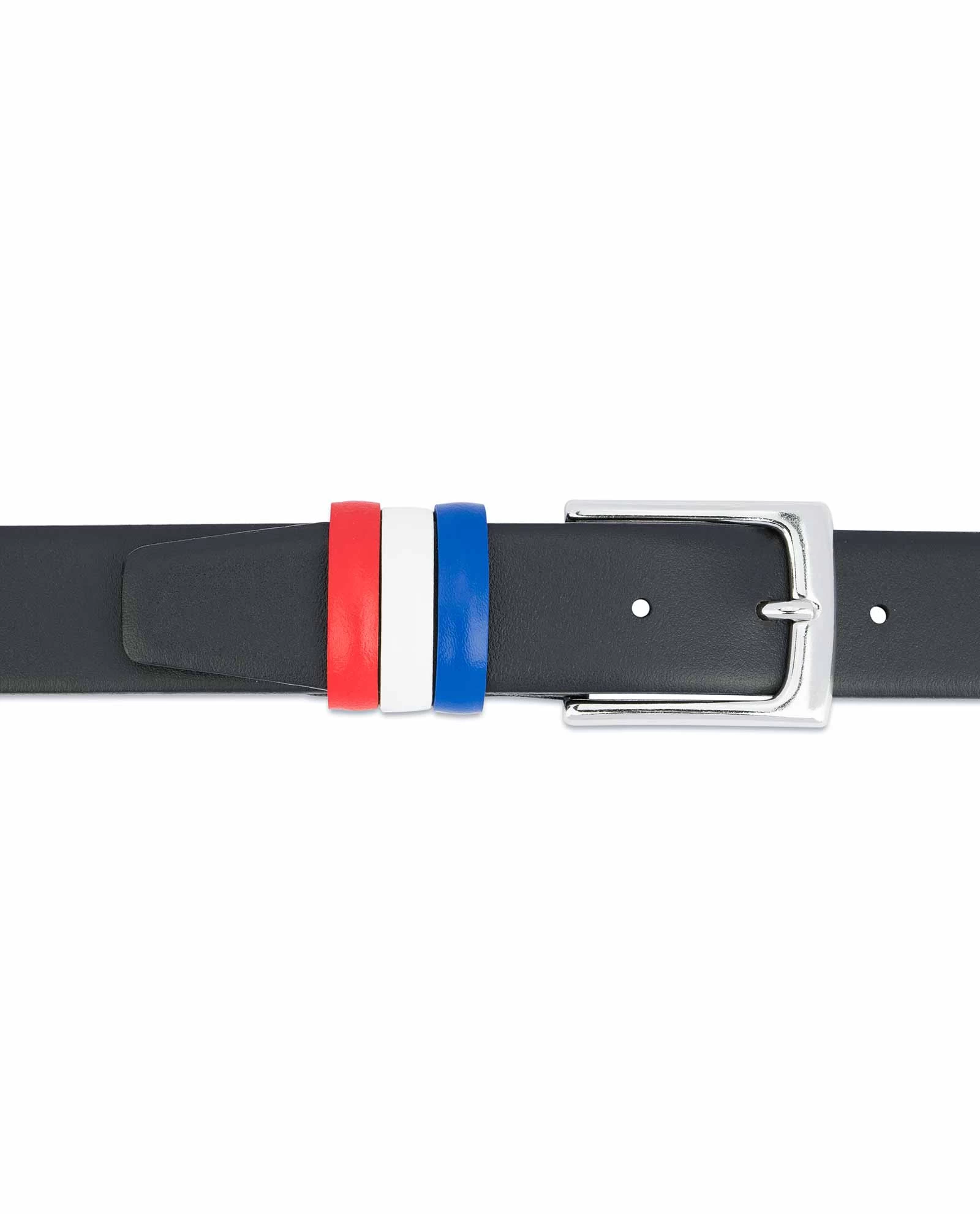 Black Leather Belt With France Flag Colors 9 Black Leather Belt With France Flag Colors - Image 7