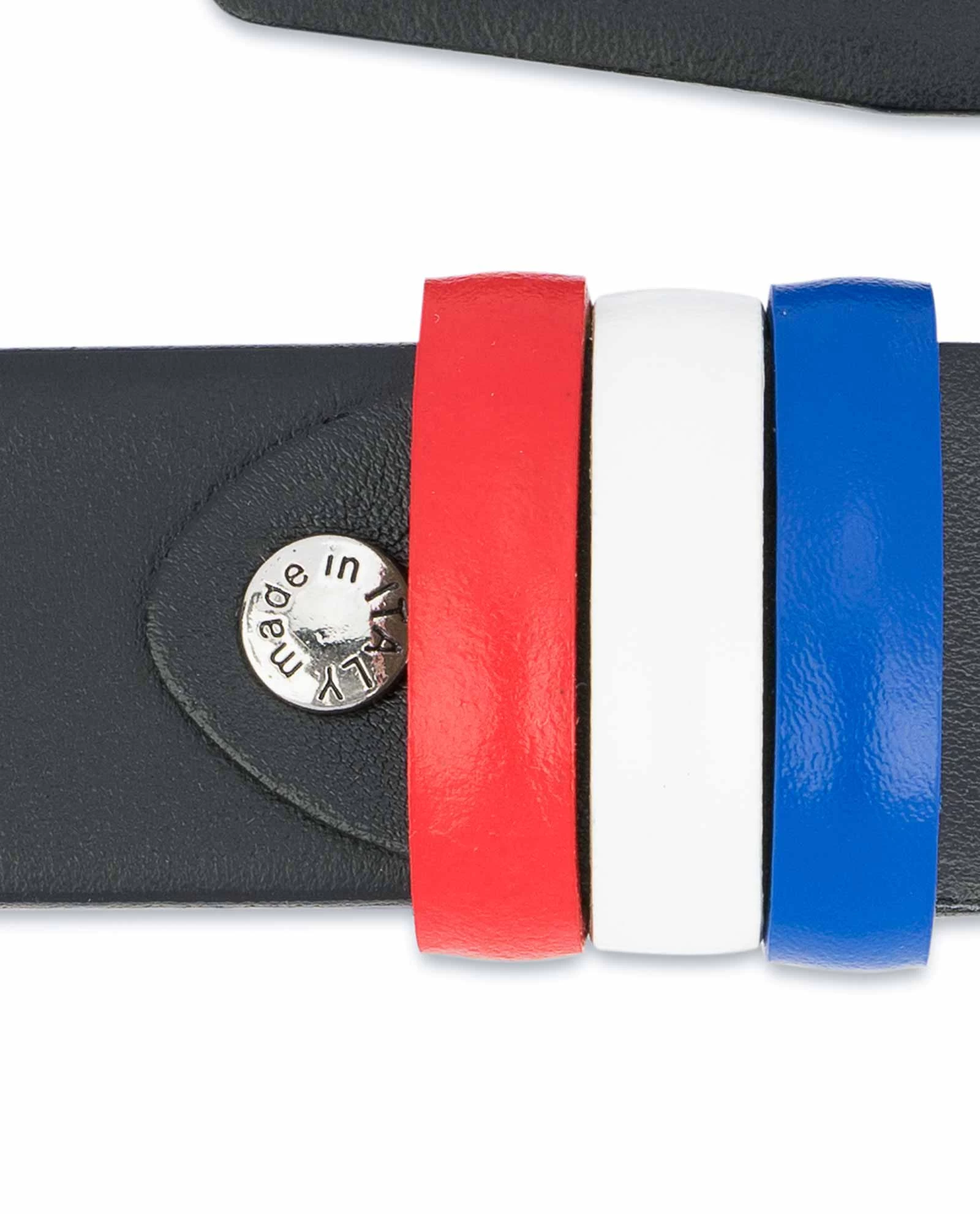 Black Leather Belt With France Flag Colors 4 Black Leather Belt With France Flag Colors - Image 2