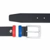 Black Leather Belt With France Flag Colors -Belt Shop Black Leather Belt with France Flag Colors Top quality