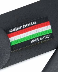Black Leather Belt With Italy Flag Colors -Belt Shop Black Leather Belt with Italy Flag Colors Woven label
