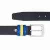Black Leather Belt With Sweden Flag Colors -Belt Shop Black Leather Belt with Sweden Flag Colors Top quality