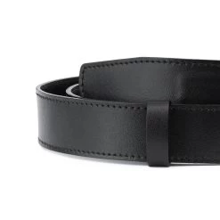 Black Mens Ratchet Belt With Gold Buckle -Belt Shop Black Leather Strap for Ratchet Belt 001 4