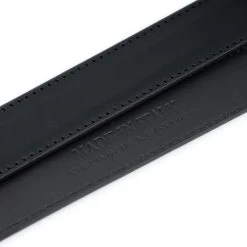 Black Racthet Belt With Gold Two Circle Buckle -Belt Shop Black Leather Strap for Ratchet Belt 002 2