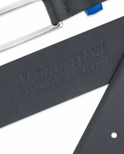 Black Mens Belt With Blue Leather Loops -Belt Shop Black Mens Belt with Blue Leather Loops Made in Italy