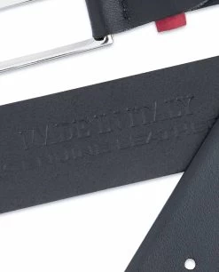 Black Mens Belt With Burgundy Suede Leather Loops -Belt Shop Black Mens Belt with Burgundy Suede Leather Loops Made in Italy