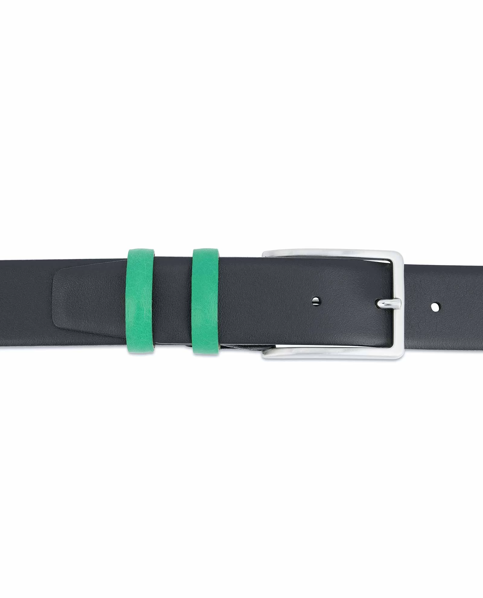 Black Mens Belt With Green Leather Loops 8 Black Mens Belt With Green Leather Loops - Image 6