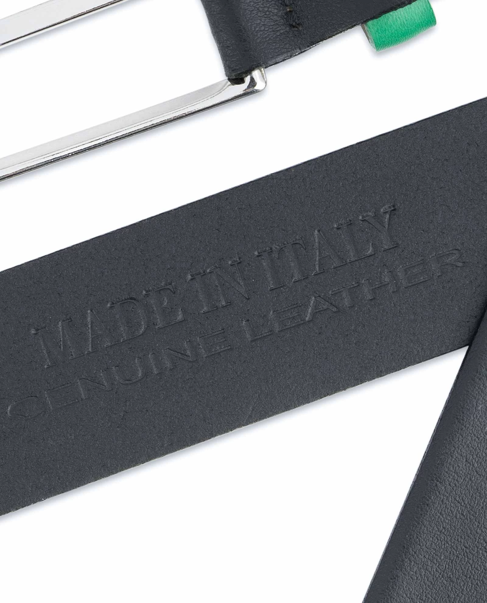 Black Mens Belt With Green Leather Loops 6 Black Mens Belt With Green Leather Loops - Image 4