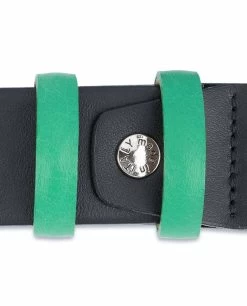 Black Mens Belt With Green Leather Loops 14 Black Mens Belt With Green Leather Loops -Belt Shop Black Mens Belt with Green Leather Loops Screw