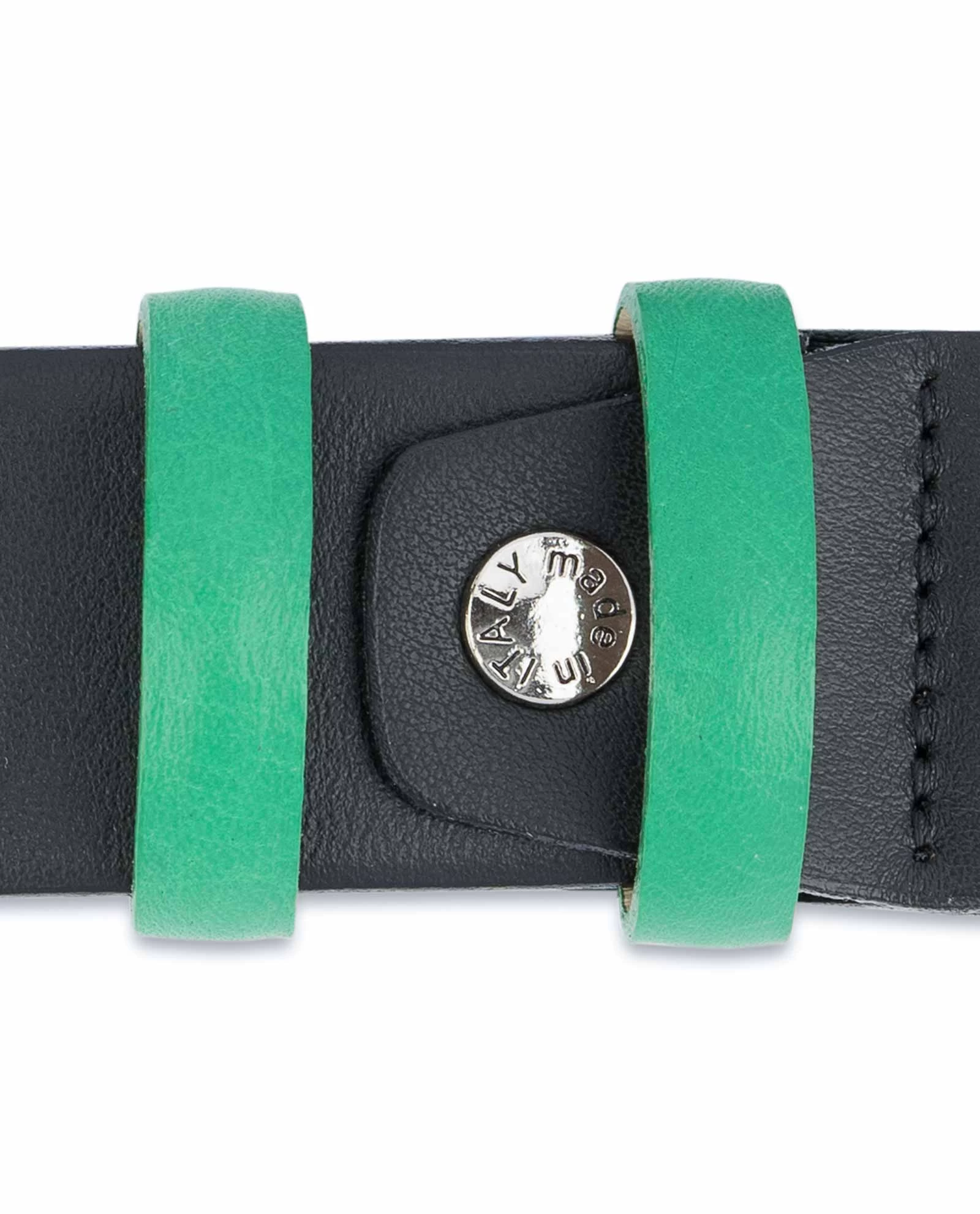 Black Mens Belt With Green Leather Loops 5 Black Mens Belt With Green Leather Loops - Image 3
