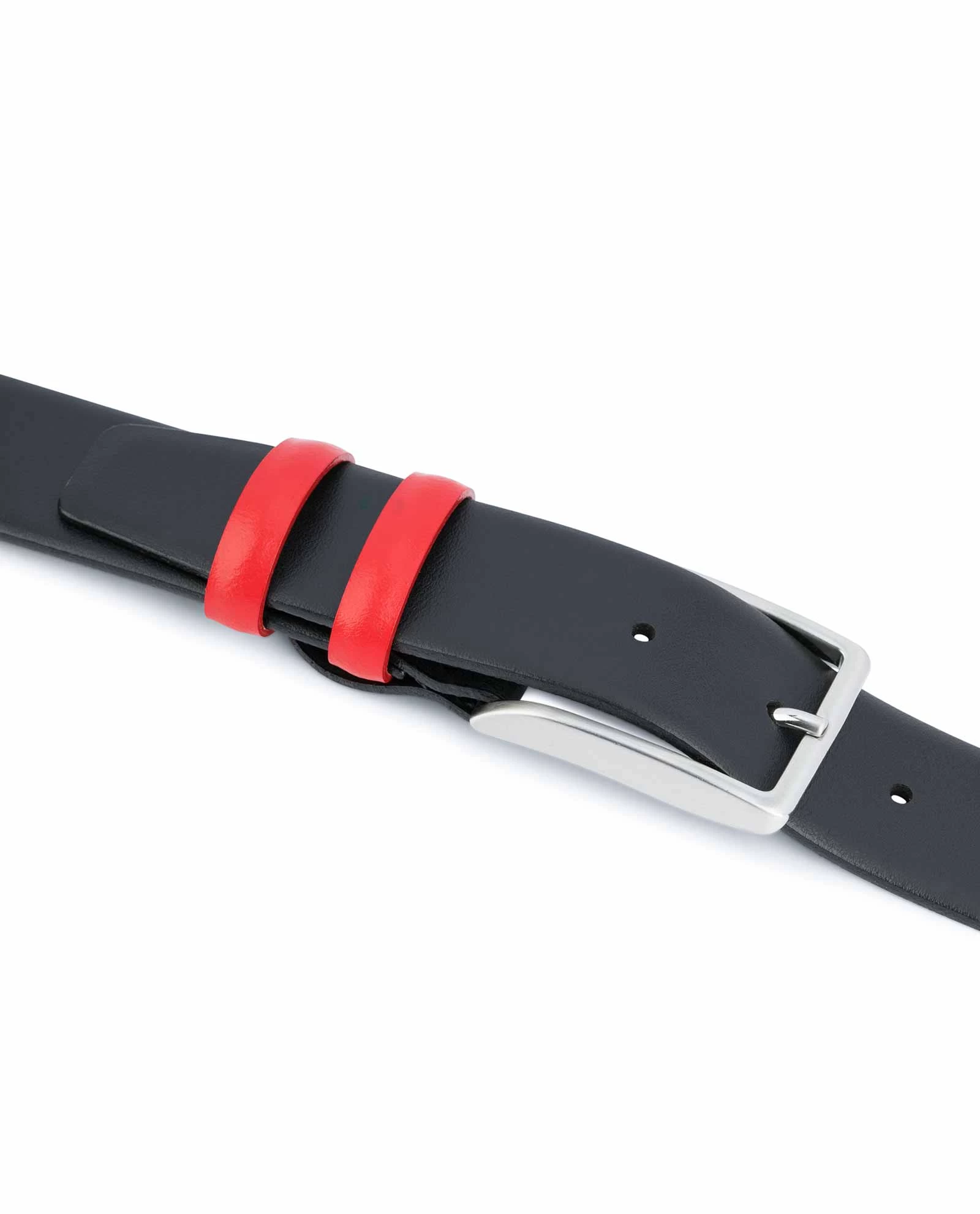 Black Mens Belt With Red Leather Loops 9 Black Mens Belt With Red Leather Loops - Image 7