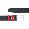 Black Mens Belt With Red Leather Loops -Belt Shop Black Mens Belt with Red Leather Loops Italian quality