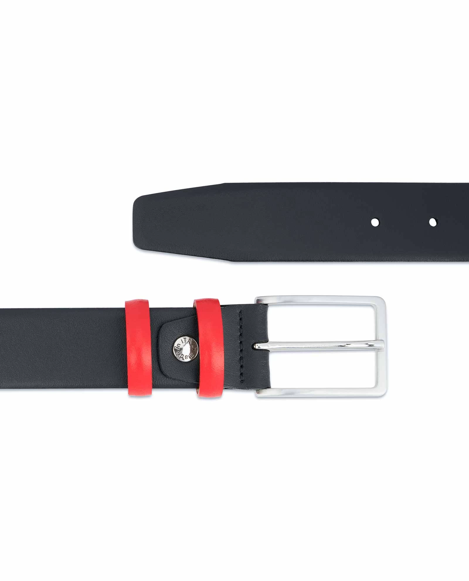 Black Mens Belt With Red Leather Loops 3 Black Mens Belt With Red Leather Loops