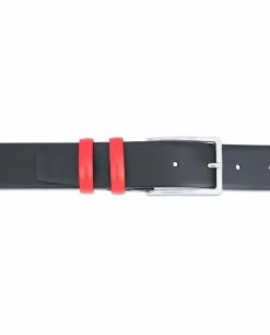 Black Mens Belt With Red Leather Loops 19 Black Mens Belt With Red Leather Loops -Belt Shop Black Mens Belt with Red Leather Loops On pants