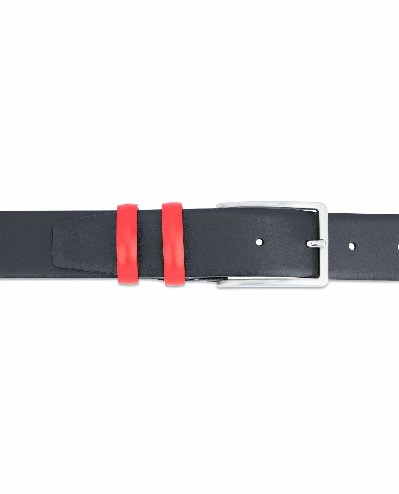 Black Mens Belt With Red Leather Loops 10 Black Mens Belt With Red Leather Loops - Image 8