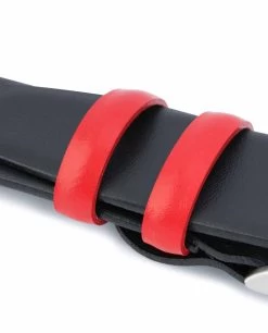 Black Mens Belt With Red Leather Loops 20 Black Mens Belt With Red Leather Loops -Belt Shop Black Mens Belt with Red Leather Loops Real calfskin