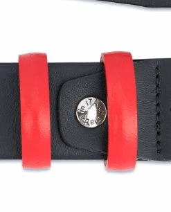 Black Mens Belt With Red Leather Loops 14 Black Mens Belt With Red Leather Loops -Belt Shop Black Mens Belt with Red Leather Loops Screw bolt