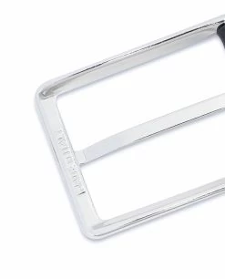 Black Mens Belt With White Leather Loops -Belt Shop Black Mens Belt with White Leather Loops Buckle