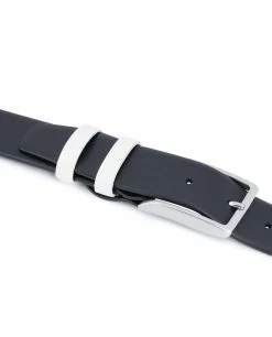 Black Mens Belt With White Leather Loops -Belt Shop Black Mens Belt with White Leather Loops Summer