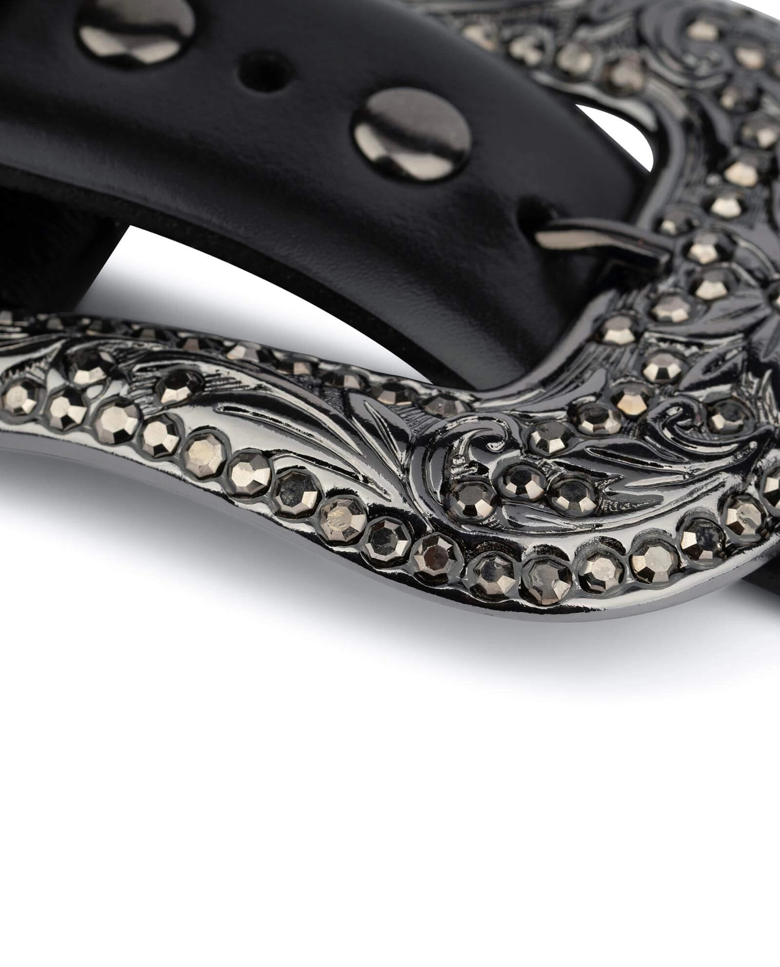 Black Studded Western Belt | Rhinestone Buckle 3 Black Studded Western Belt | Rhinestone Buckle