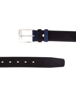 Black Suede Belt With Blue