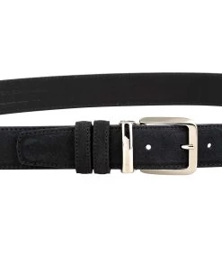 Black Suede Belt With Italian Buckle