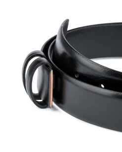 Black Vegetable Tanned Leather Belt Strap