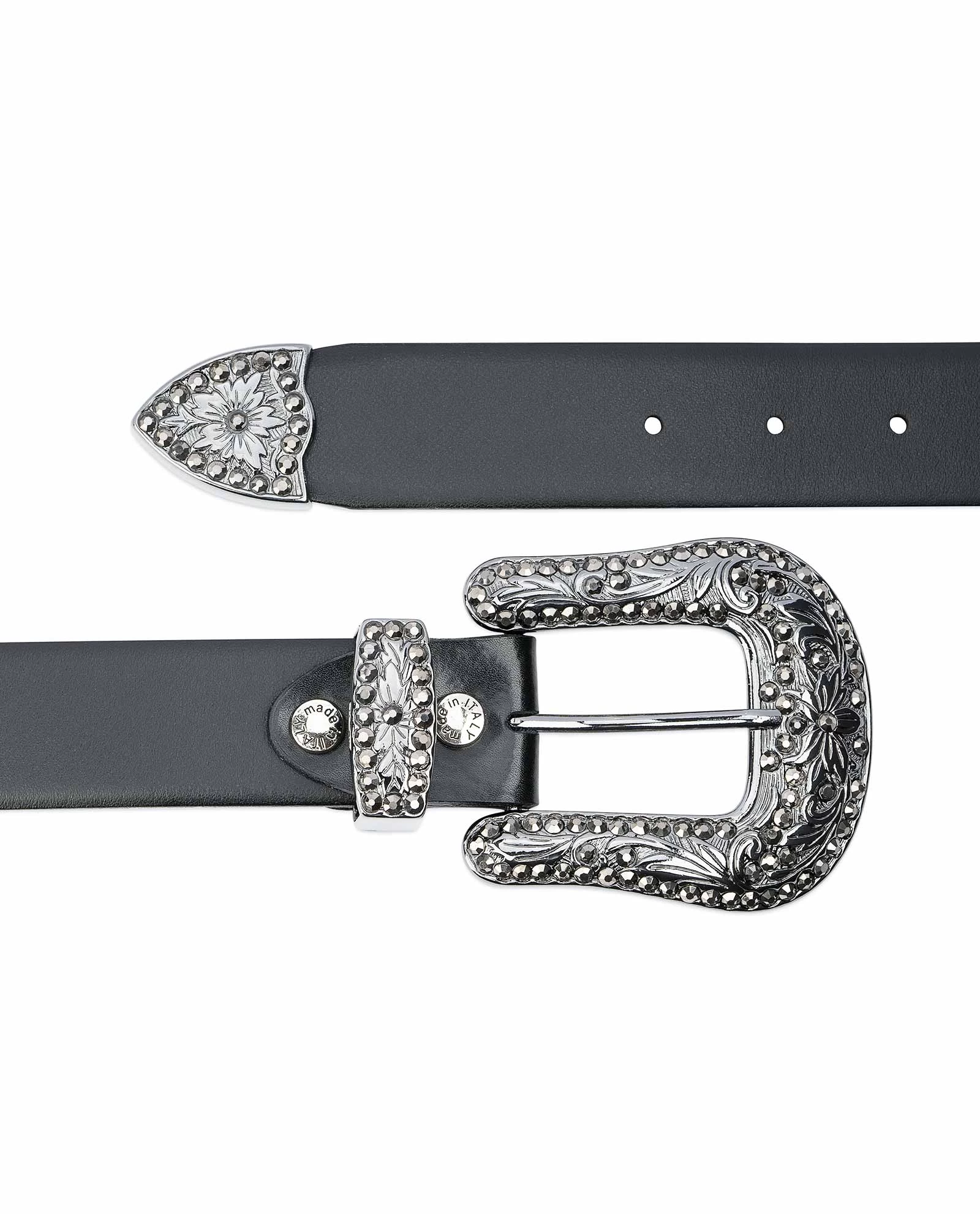 Black Western Belt | Black Rhinestone Buckle 3 Black Western Belt | Black Rhinestone Buckle