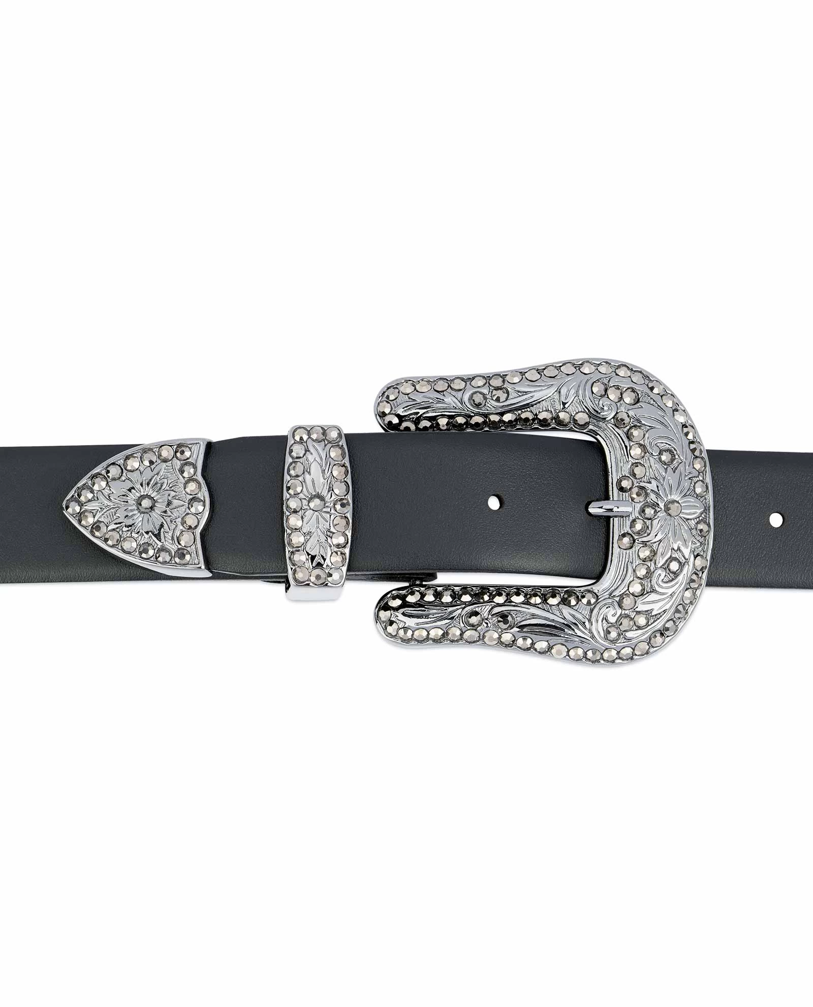 Black Western Belt | Black Rhinestone Buckle 4 Black Western Belt | Black Rhinestone Buckle - Image 2