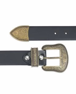 Black Western Belt Mens | Bronze Belt Buckle -Belt Shop Black Western Belt Mens Bronze Belt Buckle Capo Pelle