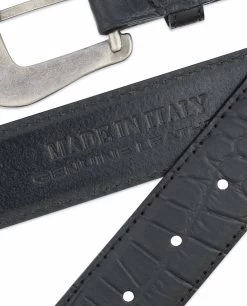 Black Western Belt Mens | Crocodile Embossed Leather -Belt Shop Black Western Belt Mens Crocodile Embossed Leather Hot stamp