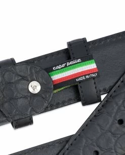 Black Western Belt Mens | Crocodile Embossed Leather -Belt Shop Black Western Belt Mens Crocodile Embossed Leather Woven tag