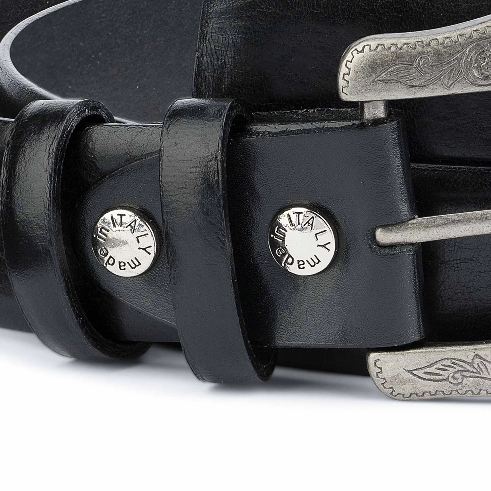 Black Western Belt Mens | Veg Tan Leather 12 Black Western Belt Mens | Veg Tan Leather - Image 10