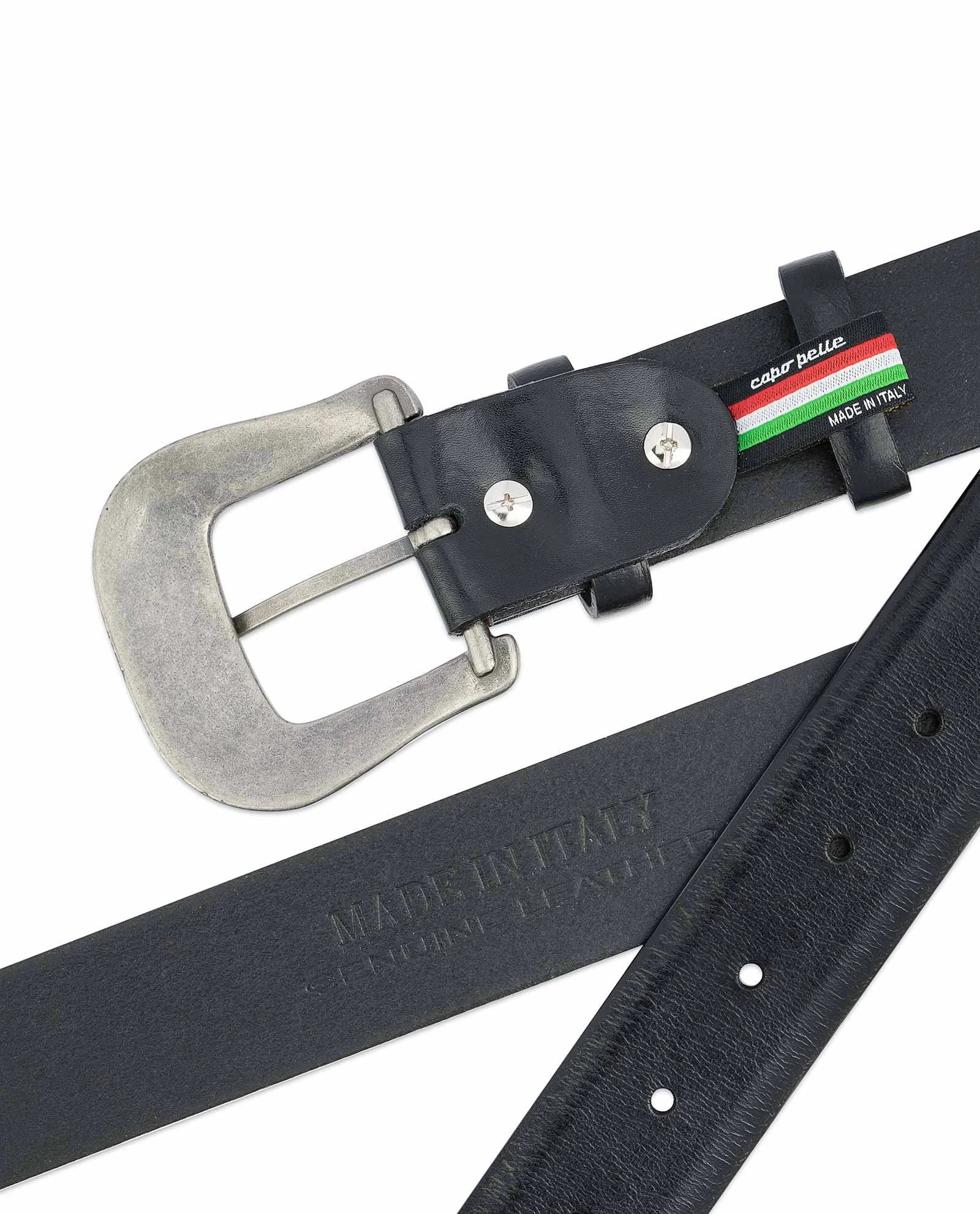 Black Western Belt Mens | Veg Tan Leather 5 Black Western Belt Mens | Veg Tan Leather - Image 3