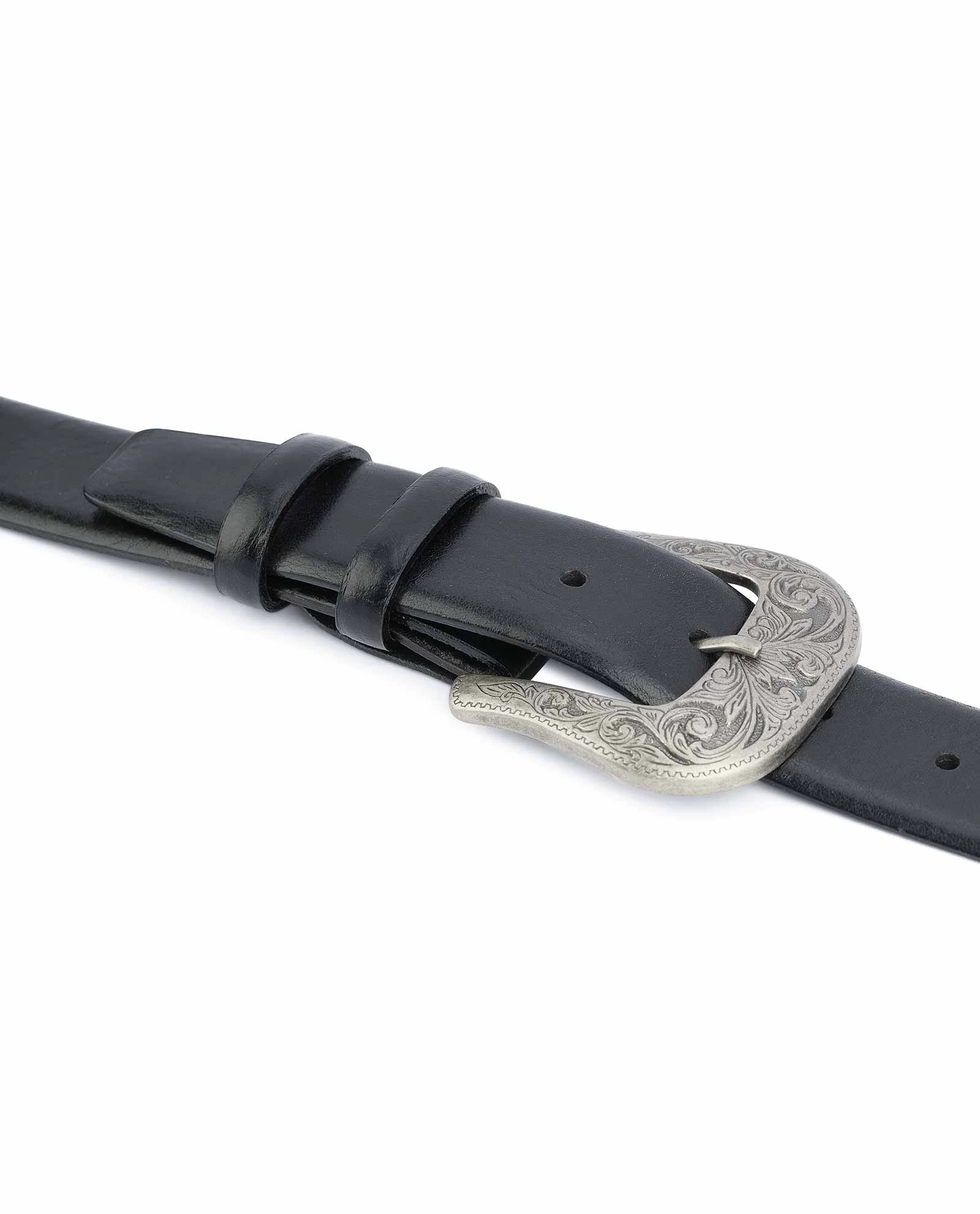 Black Western Belt Mens | Veg Tan Leather 8 Black Western Belt Mens | Veg Tan Leather - Image 6