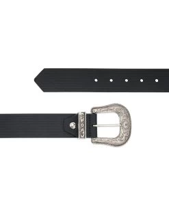 Black Western Belt | Wide Embossed Leather