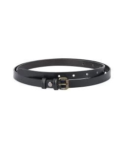 Black Womens Belt With Bronze Roller Buckle 15 Mm