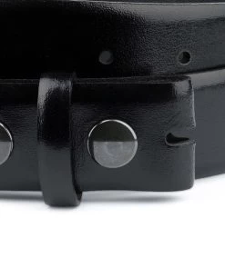 Black Leather Belt With No Buckle | Snap On 19 Black Leather Belt With No Buckle | Snap On -Belt Shop Black leather belt With no buckle Snap on Button