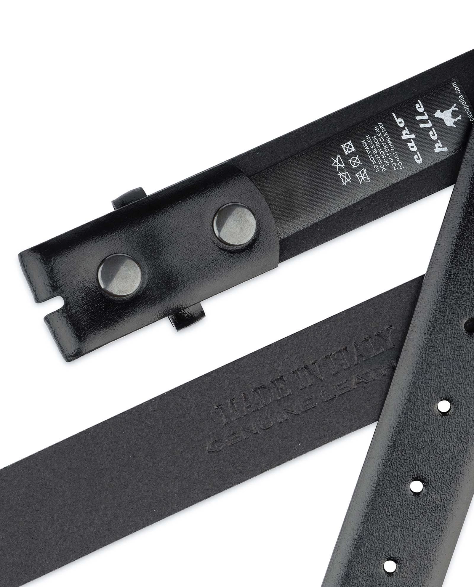 Black Leather Belt With No Buckle | Snap On 4 Black Leather Belt With No Buckle | Snap On - Image 2