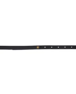Black Womens Belt For Dresses | Thin Bronze Star