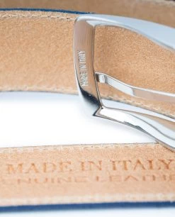 Blue Suede Belt | Genuine Leather -Belt Shop Blue Suede Belt Navy Genuine Italian Leather Capo Pelle Heat stamp Made in Italy