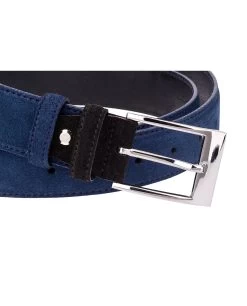 Blue Suede Belt With Black Buckle -Belt Shop Blue Suede Belt with Black buckle Close image
