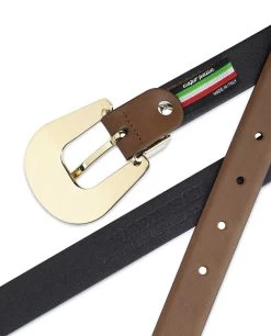 Brown Western Belt For Women With Gold Buckle 8 Brown Western Belt For Women With Gold Buckle -Belt Shop Brown Western Belt For Women With Gold Buckle Made in Italy