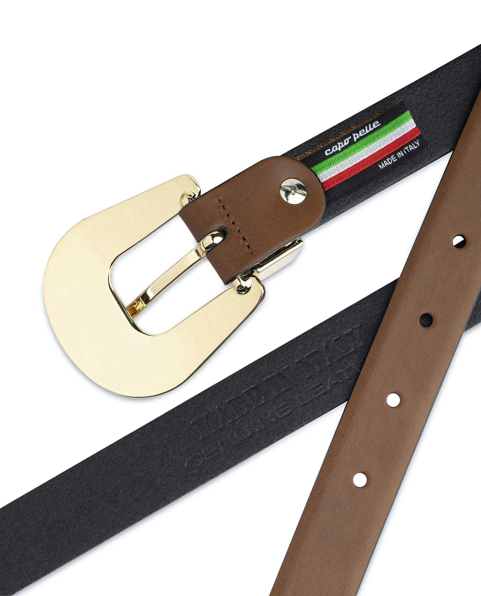 Brown Western Belt For Women With Gold Buckle 5 Brown Western Belt For Women With Gold Buckle - Image 3