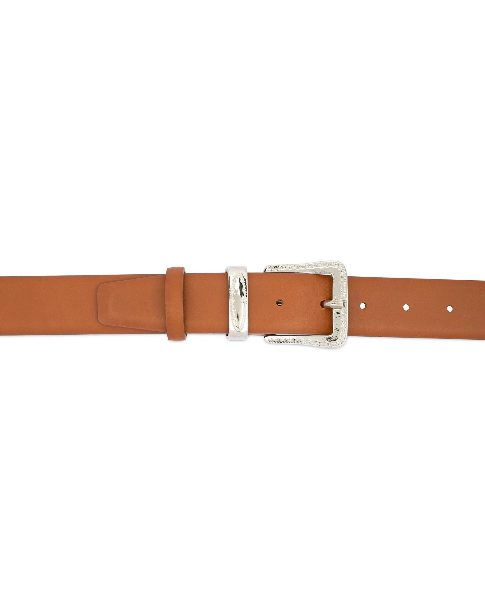 Brown Western Belt With Silver Buckle 4 Brown Western Belt With Silver Buckle - Image 2