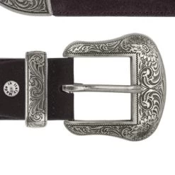 Brown Western Belt With Metal Silver Buckle