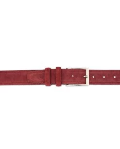 Burgundy Belt Mens | Genuine Suede -Belt Shop Burgundy Belt Mens Genuine Suede On jeans 1