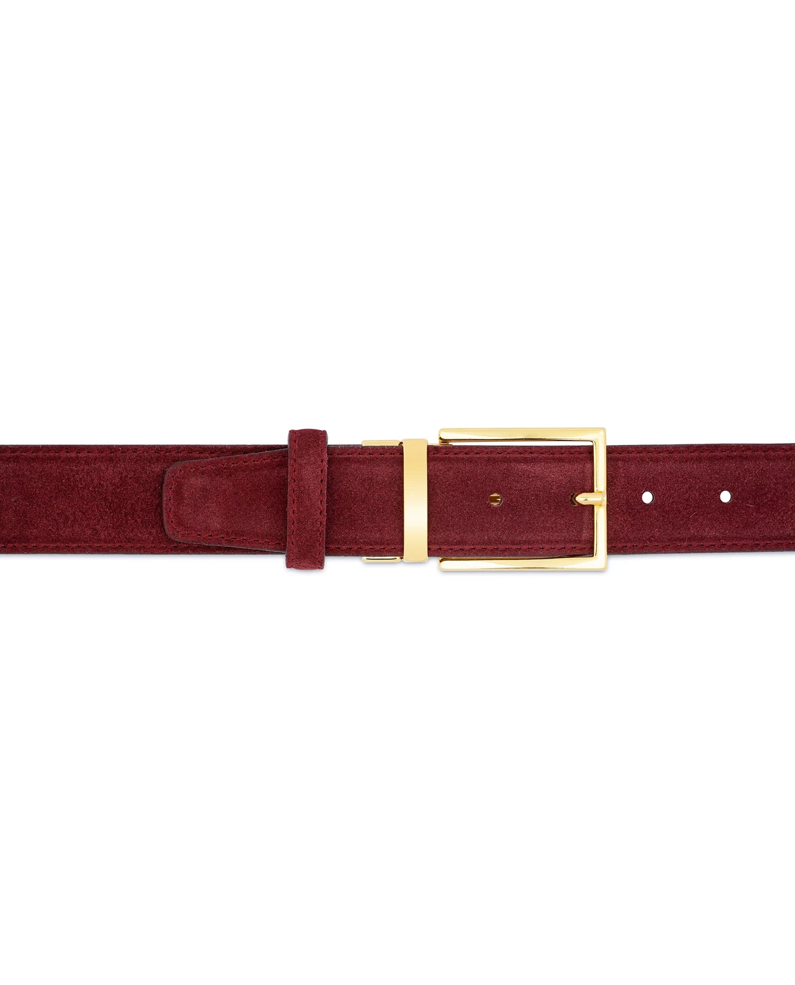 Burgundy Belt With Gold Buckle | Suede Leather 3 Burgundy Belt With Gold Buckle | Suede Leather