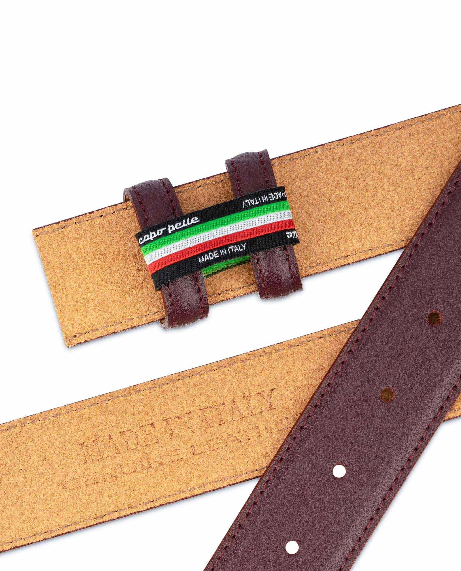 Burgundy Belt Without Buckle 4 Burgundy Belt Without Buckle - Image 2