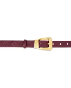 Burgundy Belt For Women | Gold Buckle