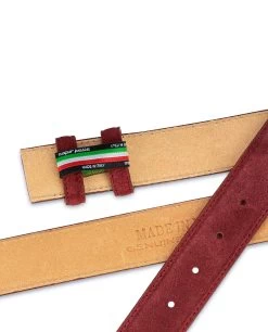 Burgundy Suede Leather Belt Strap 35 Mm -Belt Shop Burgundy Suede Leather Belt Strap 35 mm 3